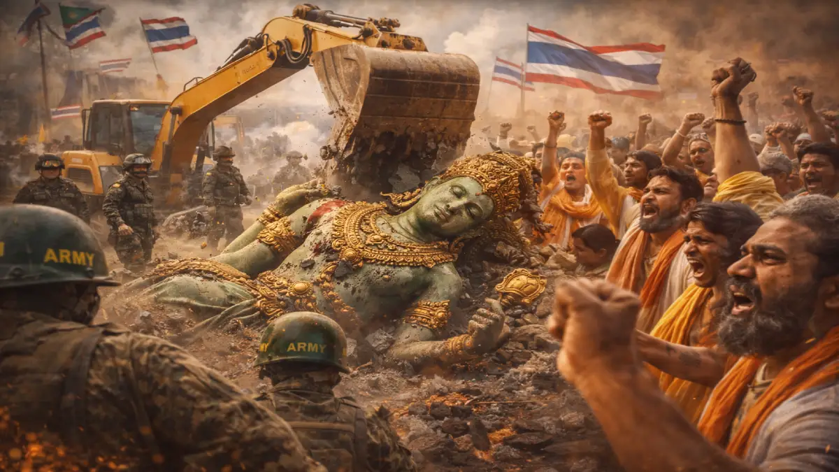 hailand-cambodia-border-dispute-lord-vishnu-statue-demolition-viral-video
