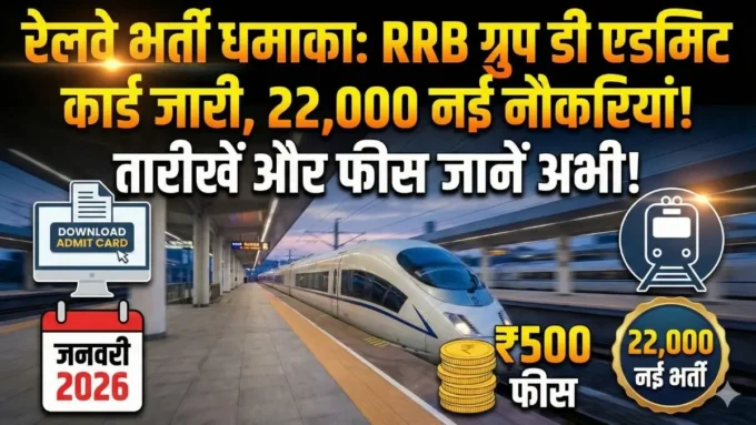 Railway RRB Group D Exam 2026: एडमिट कार्ड के साथ आई बड़ी खुशखबरी, 22,000 नई भर्तियों और फीस की पूरी डिटेल यहाँ देखें!नई दिल्ली: भारतीय रेलवे में सरकारी नौकरी की तलाश कर रहे युवाओं के लिए साल 2026 खुशियों की सौगात लेकर आया है। रेलवे भर्ती बोर्ड (RRB) ने न केवल CEN 08/2024 के एडमिट कार्ड और एग्जाम सिटी जारी कर दिए हैं, बल्कि नई भर्ती CEN 09/2025 की महत्वपूर्ण तारीखों और आवेदन शुल्क का भी ऐलान कर दिया है। अगर आप भी ट्रैक मेंटेनर, पॉइंट्समैन या असिस्टेंट जैसे पदों पर भर्ती होना चाहते हैं, तो यह खबर आपके लिए बहुत महत्वपूर्ण है। RRB Group D 2026: महत्वपूर्ण तारीखें (CEN 09/2025) रेलवे ने नई भर्ती के लिए अपना पूरा कैलेंडर स्पष्ट कर दिया है। इस बार लगभग 22,000 पदों पर बंपर भर्ती होने जा रही है। आप नीचे दी गई तारीखों को अपनी डायरी में नोट कर लें ताकि कोई भी मौका हाथ से न निकले: शॉर्ट नोटिफिकेशन जारी होने की तिथि: 23 दिसंबर 2025 विस्तृत नोटिफिकेशन (Detailed Notification): 20 जनवरी 2026 ऑनलाइन आवेदन शुरू होने की तिथि: 21 जनवरी 2026 आवेदन करने की अंतिम तिथि: 20 फरवरी 2026 (रात 11:59 बजे तक) आवेदन शुल्क भुगतान की अंतिम तिथि: 20 फरवरी 2026 आवेदन शुल्क (Application Fee) और रिफंड की प्रक्रिया रेलवे भर्ती में आवेदन शुल्क को लेकर अभ्यर्थियों के मन में अक्सर सवाल रहते हैं। 2026 की भर्ती के लिए श्रेणीवार शुल्क इस प्रकार है: