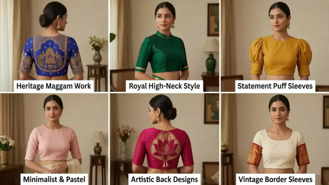 2026 के 6 ट्रेंडी ब्लाउज डिजाइन जो बदल देंगे आपका लुक