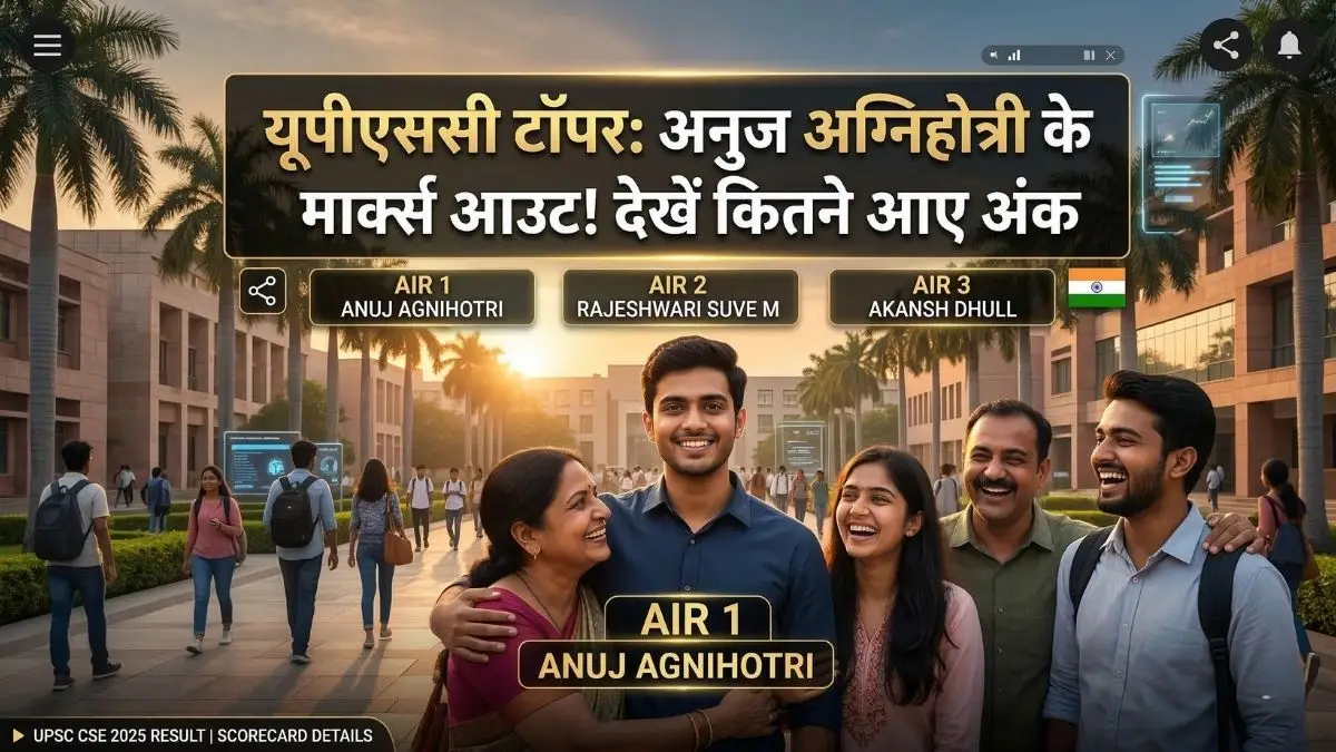 UPSC 2025 Marksheet : टॉपर अनुज अग्निहोत्री के मार्क्स देखें