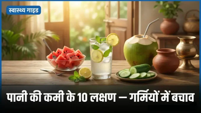 गर्मियों में पानी की कमी कैसे पहचानें? 10 लक्षण और बचाव के तरीके गर्मियों में पानी की कमी के लक्षण — नींबू पानी नारियल पानी तरबूज़ छाछ हाइड्रेशन बैनर | bignews18