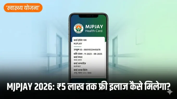 Mahatma Phule Jan Arogya Yojana 2026 — MJPJAY कैशलेस इलाज और हेल्थ कार्ड बैनर | bignews18