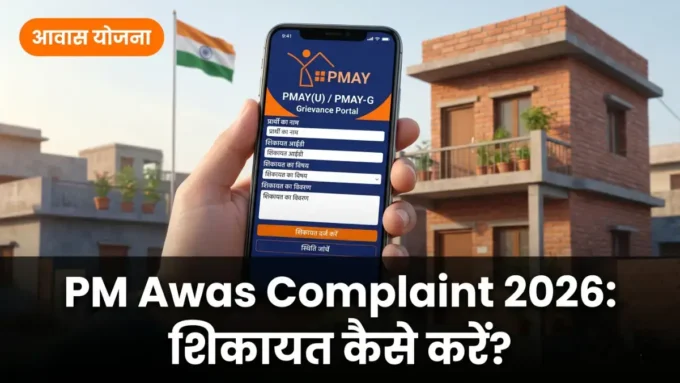 PM Awas Yojana complaint 2026 — ऑनलाइन शिकायत पोर्टल और हेल्पलाइन बैनर | bignews18