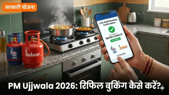 PM Ujjwala Yojana refill booking 2026 — LPG cylinder online booking kitchen scene | bignews18
