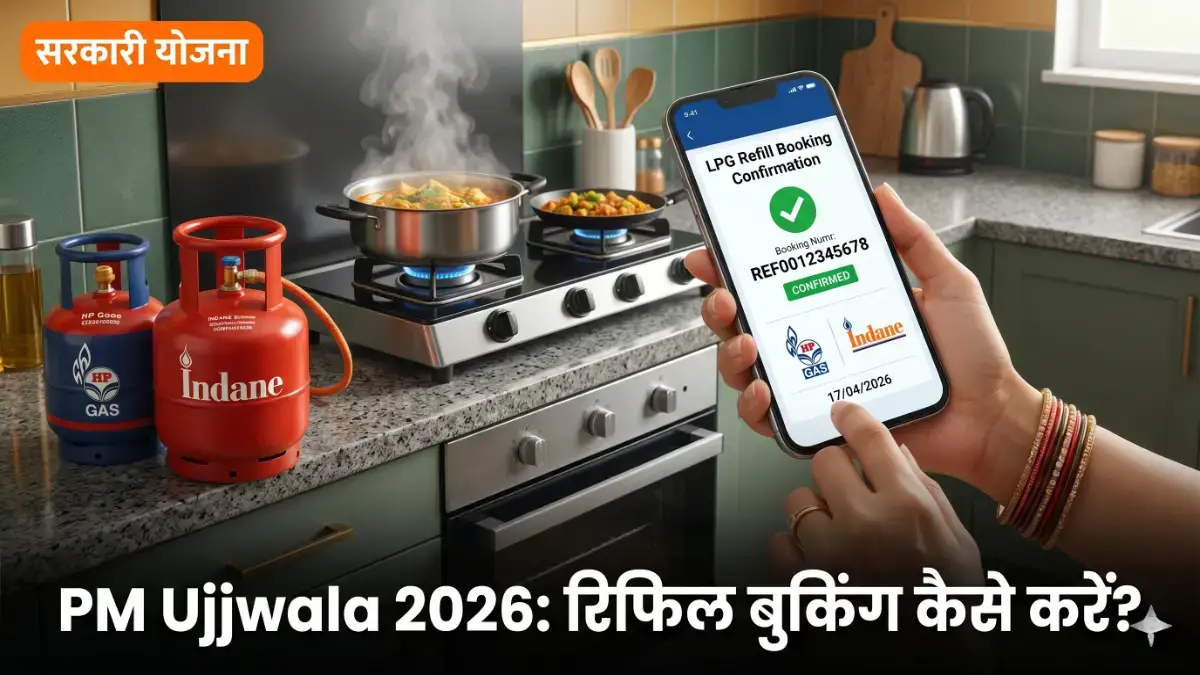 PM Ujjwala Yojana refill booking 2026 — LPG cylinder online booking kitchen scene | bignews18