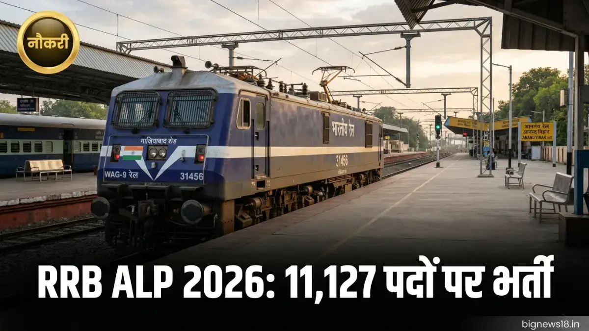 RRB ALP 2026 Bharti: 11,127 पदों पर भर्ती शुरू — योग्यता, सैलरी और Apply प्रक्रिया रेलवे असिस्टेंट लोको पायलट भर्ती बैनर | bignews18
