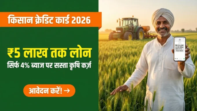 Kisan Credit Card 2026 — ₹5 लाख सस्ते कृषि लोन और खरीफ आवेदन की जानकारी बैनर